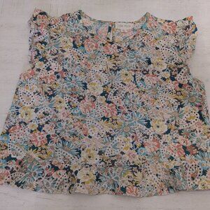 Anthropologie Luna Moon Eyelet Ruffle Sleeve Floral Peplum Top XL
